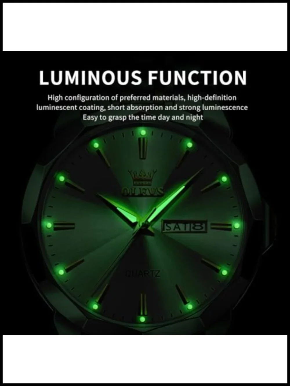 Men's Diamond Analog Dress Watch Stainless Steel Waterproof Luminous Date